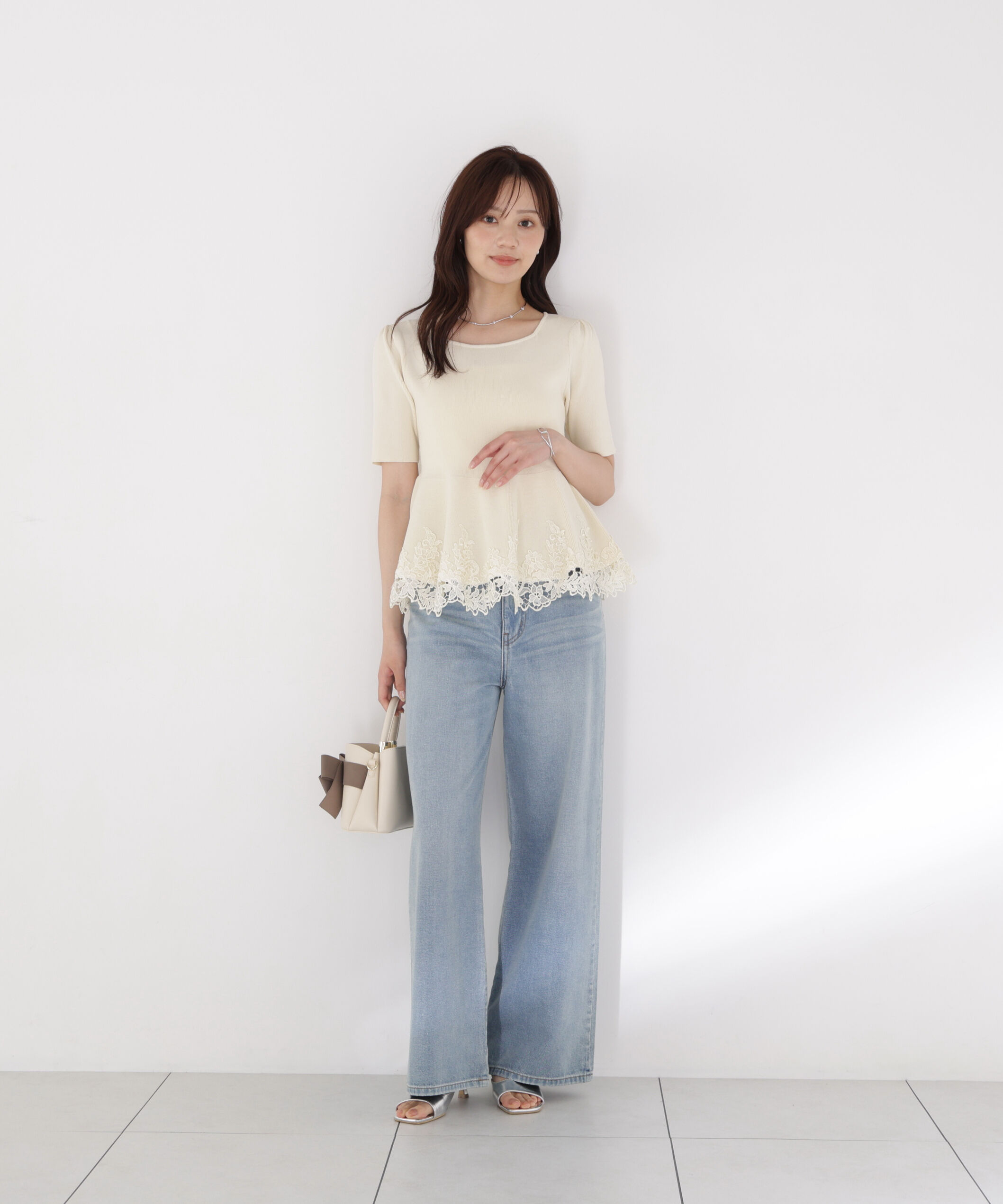 PROPORTION BODY DRESSING「レーストリムペプラムニット」|ニット・セーター|