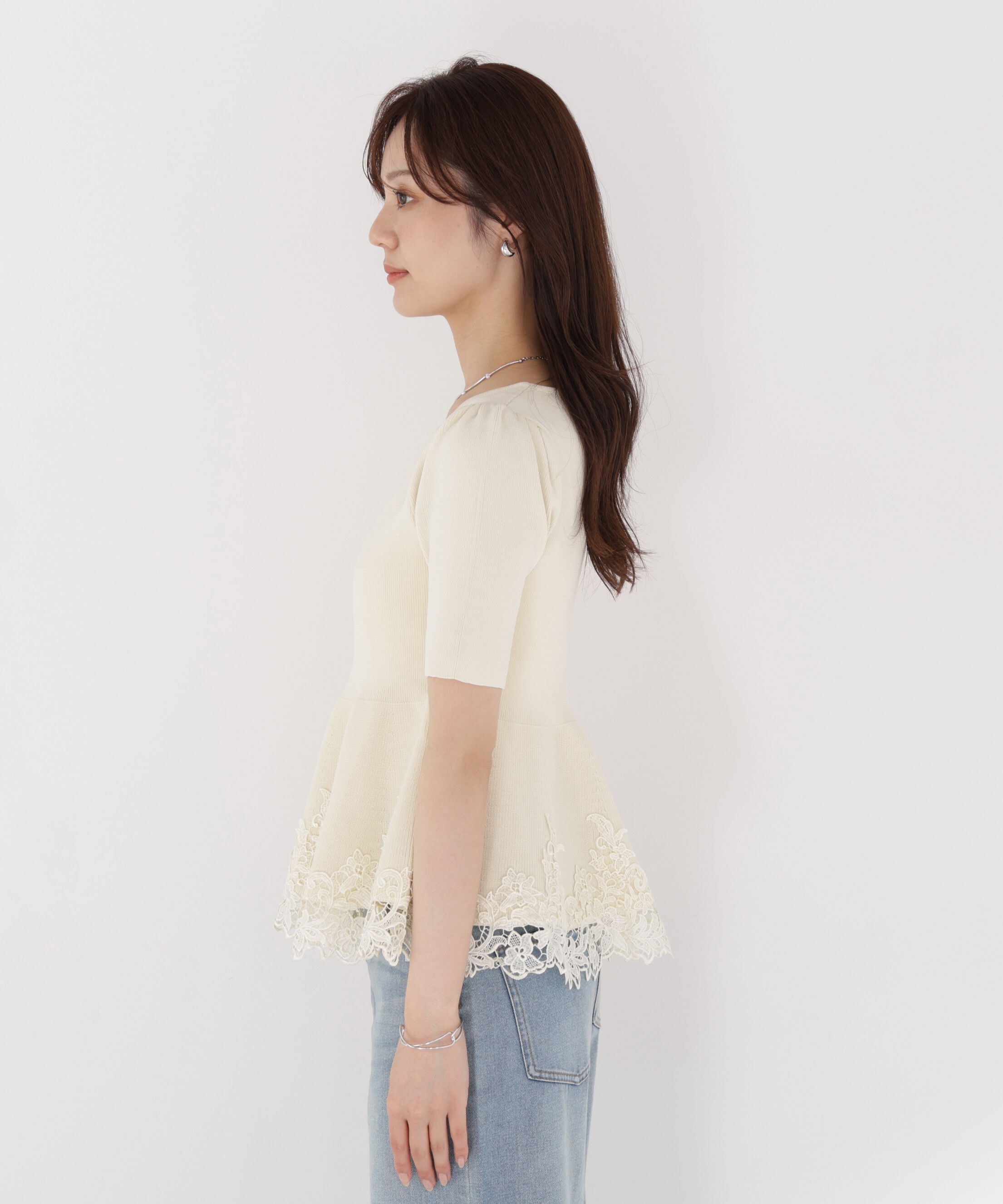 PROPORTION BODY DRESSING「レーストリムペプラムニット」|ニット・セーター|
