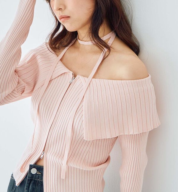 archives「麻タッチオーバーカラーオフショルニット」|ニット・セーター|