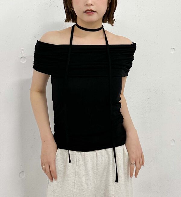 archives「ギャザーオフショルカットＴＯＰＳ」|タンクトップ|BLACK