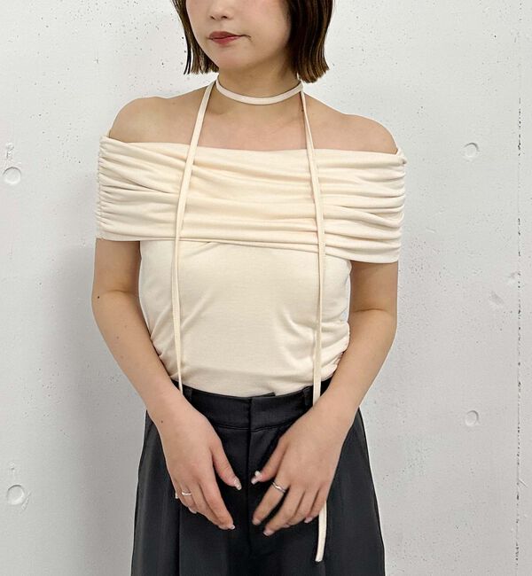 archives「ギャザーオフショルカットＴＯＰＳ」|タンクトップ|PINK BEIGE