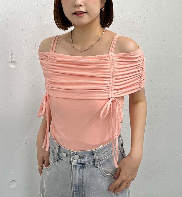 archives「ドロストオフショルカットＴＯＰＳ」|タンクトップ|PINK BEIGE