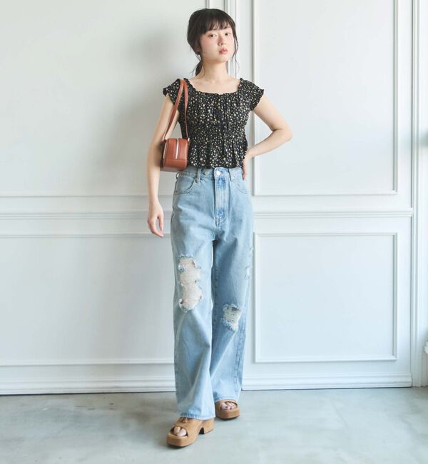 archives「花柄シャーリングオフショルブラウス」|シャツ・ブラウス|