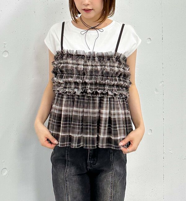 archives「チュールフリルビスチェ&times;フレンチＴｅｅＳＥＴ」|カーディガン|