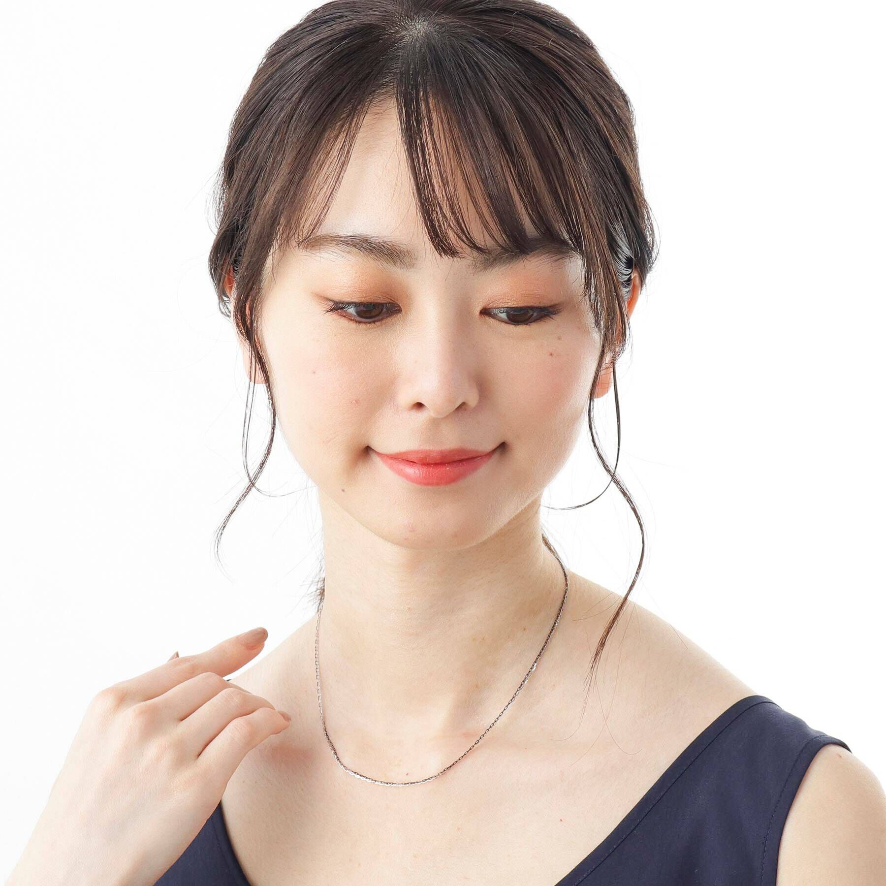 COCOSHNIK「K10ロング角アズキチェーン 2連ネックレス（WG&times;BG）」|ネックレス|