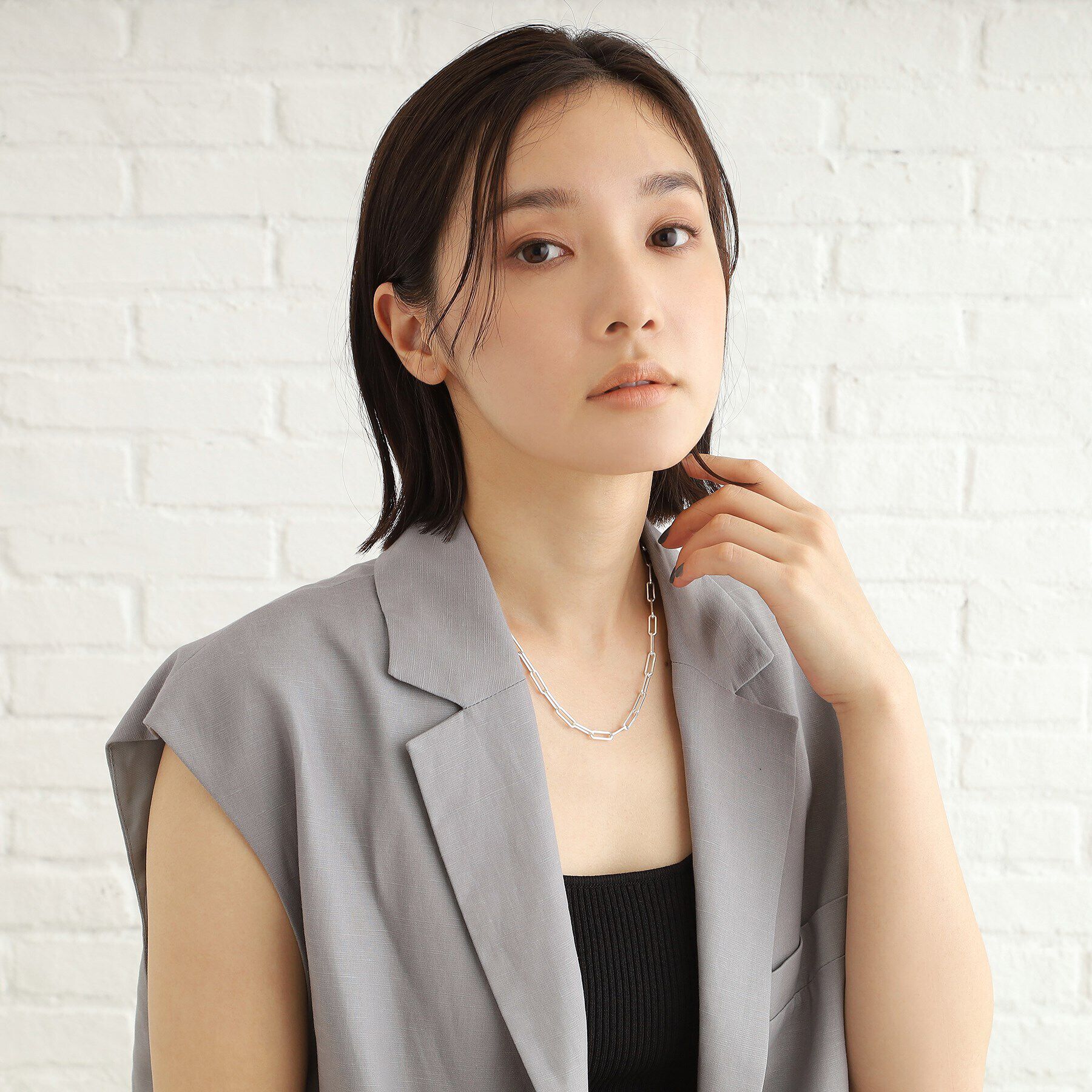COCOSHNIK ONKITSCH「シルバー デザインチェーン フラットケーブルネックレス（43cm）」|ネックレス|