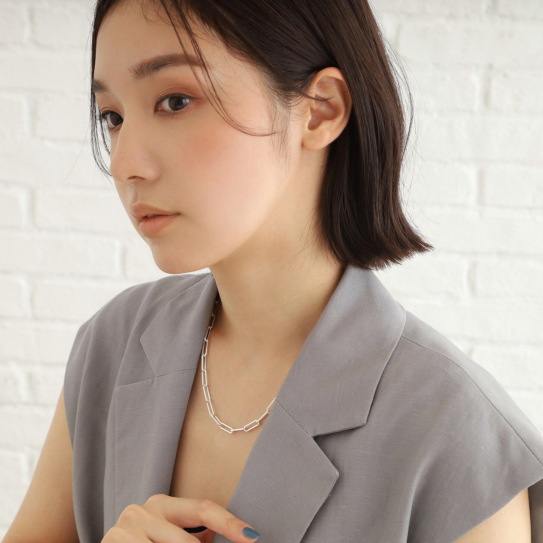 COCOSHNIK ONKITSCH「シルバー デザインチェーン フラットケーブルネックレス（43cm）」|ネックレス|