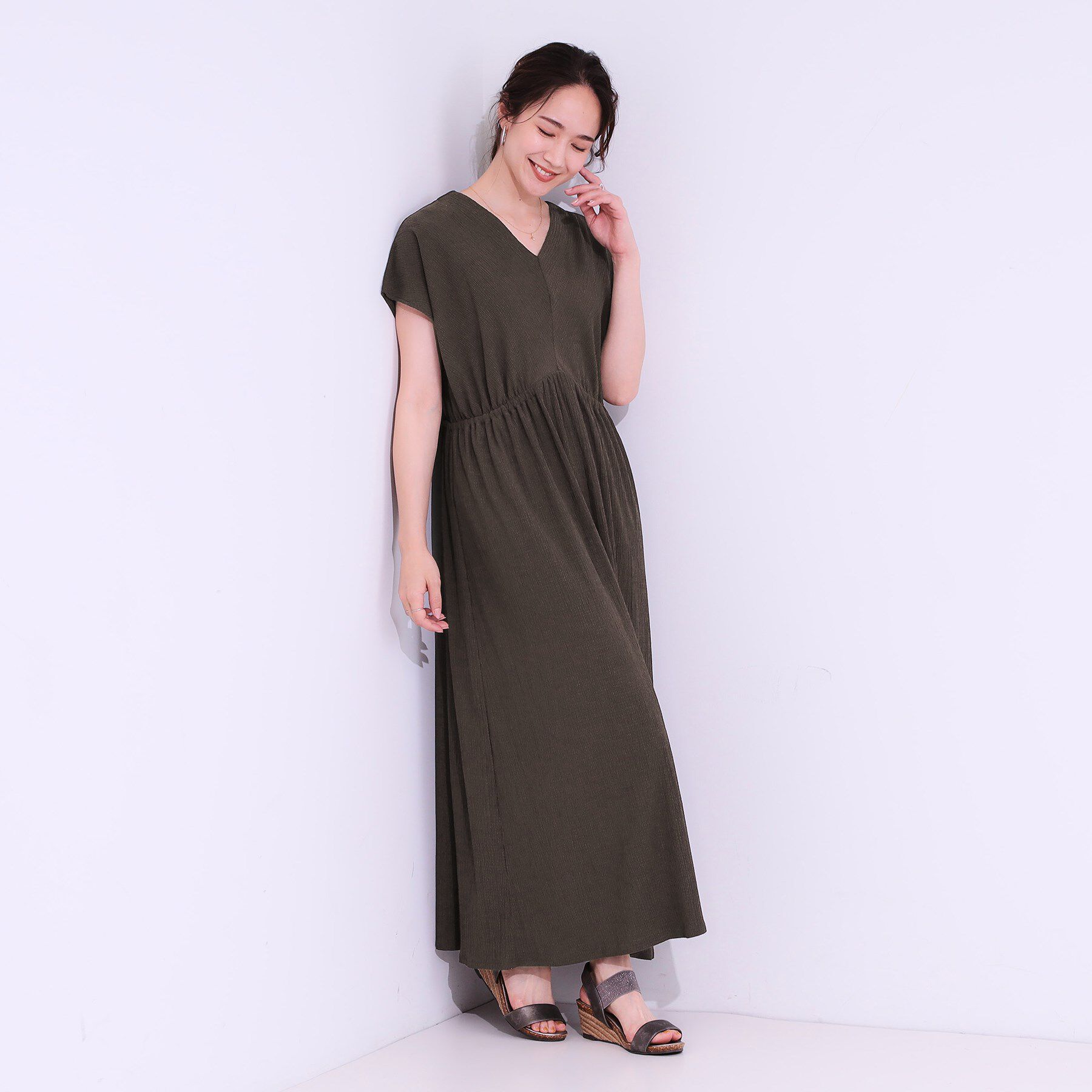 SHOO･LA･RUE「【前後2WAY】さらりと大人上品に 楊柳フレンチワンピース」|ワンピース|