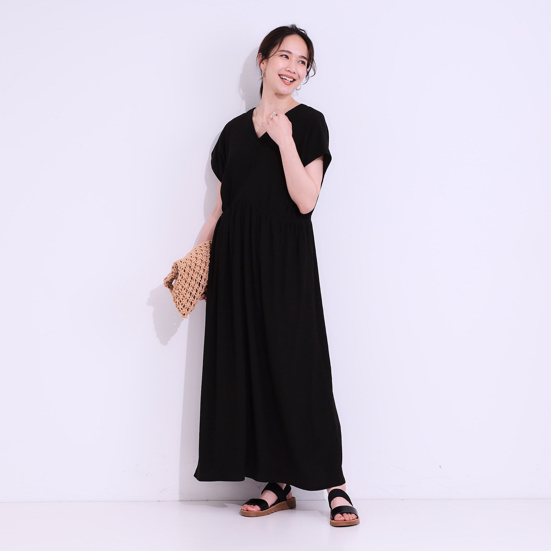 SHOO･LA･RUE「【前後2WAY】さらりと大人上品に 楊柳フレンチワンピース」|ワンピース|