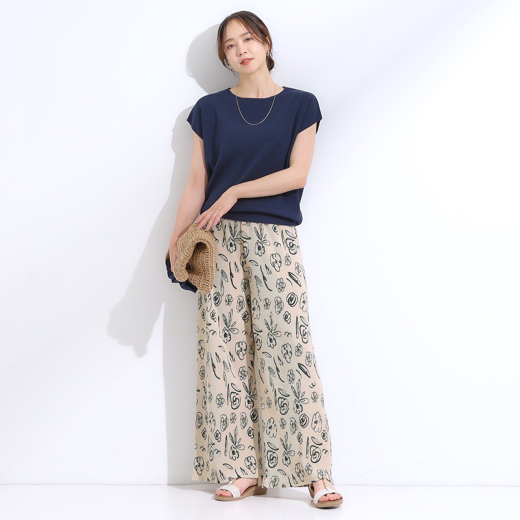 SHOO･LA･RUE「【洗濯機可/柄が選べる】さらさら楽ちん プリーツ ワイドパンツ」|その他|