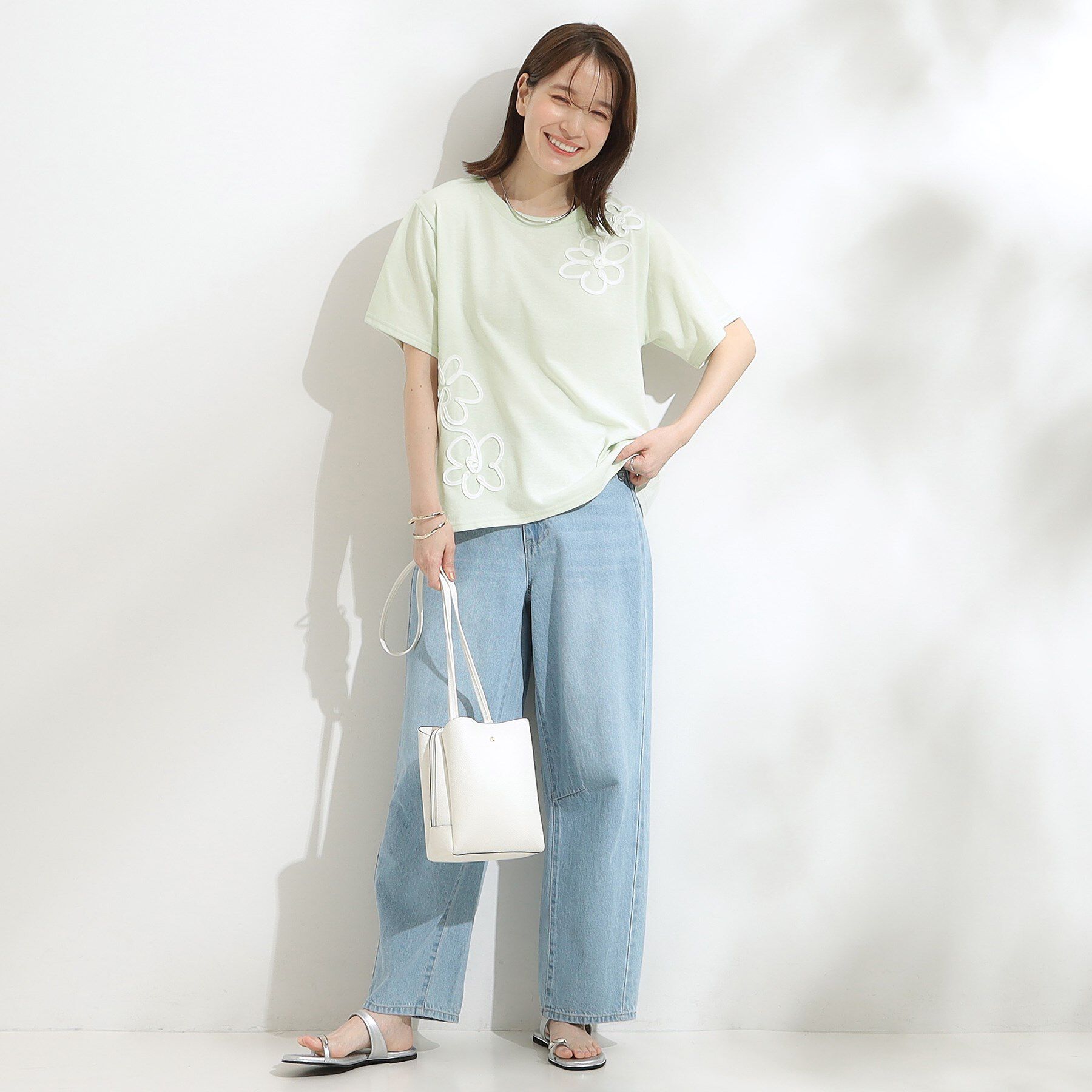 SHOO･LA･RUE「【S-LL】コーデの主役になる コード刺繍デザインＴシャツ」|Tシャツ・カットソー|