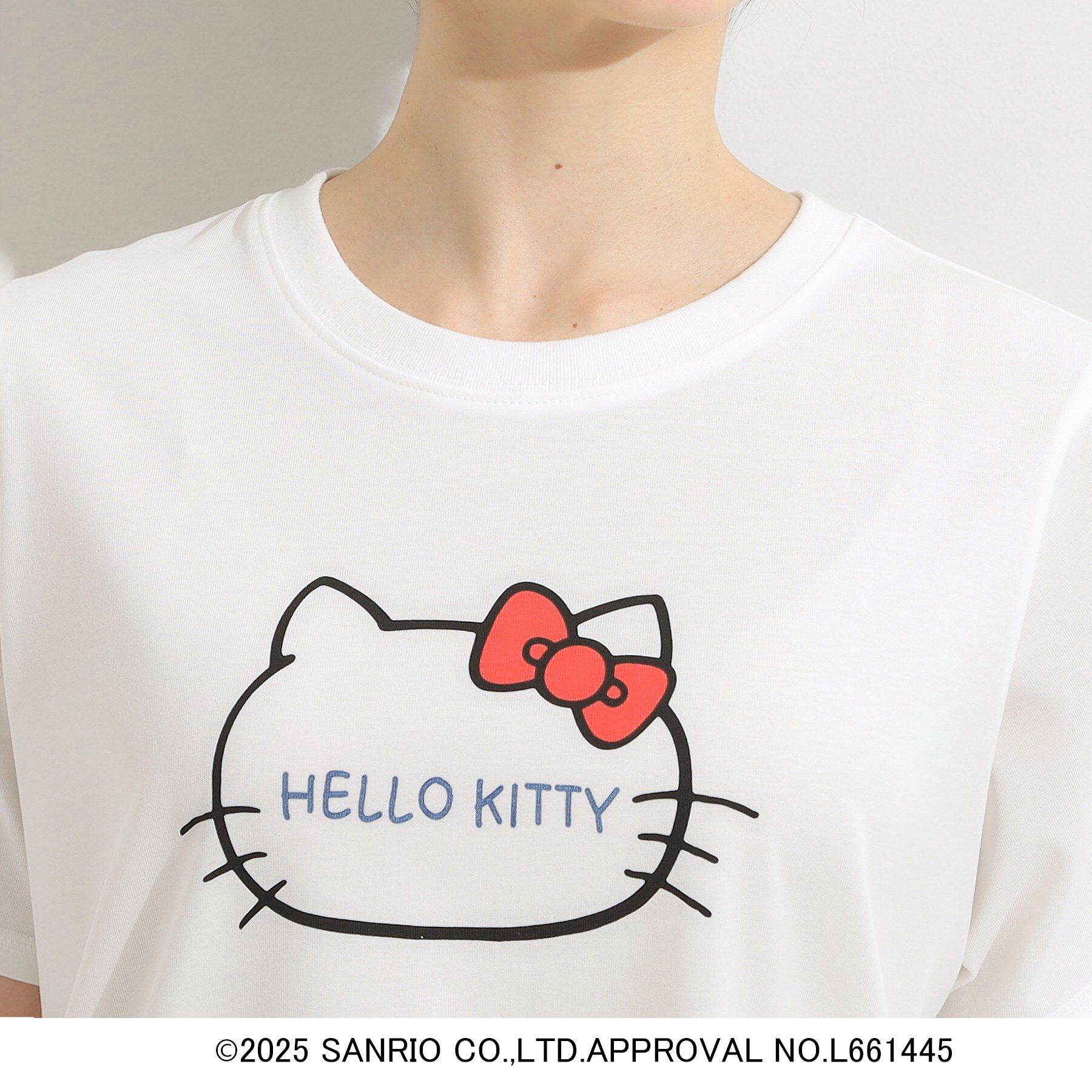 SHOO･LA･RUE「【HELLO KITTYコラボ】【SHOO ICE／汗染み軽減／UVカット】コンパクトTシャツ」|Tシャツ・カットソー|