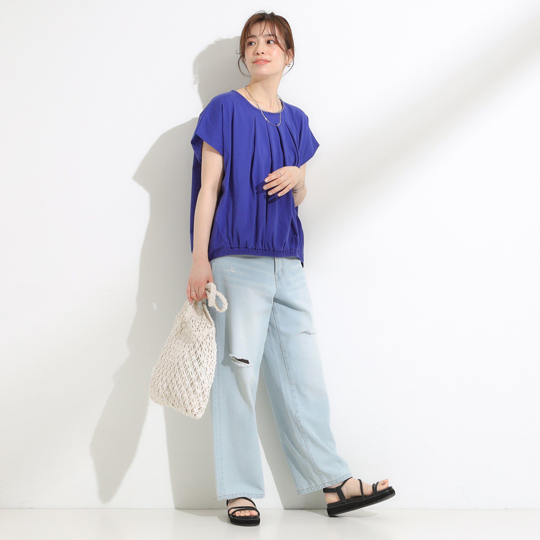 SHOO･LA･RUE「【S-LL】インせず着られる 異素材使い デザイントップス」|Tシャツ・カットソー|