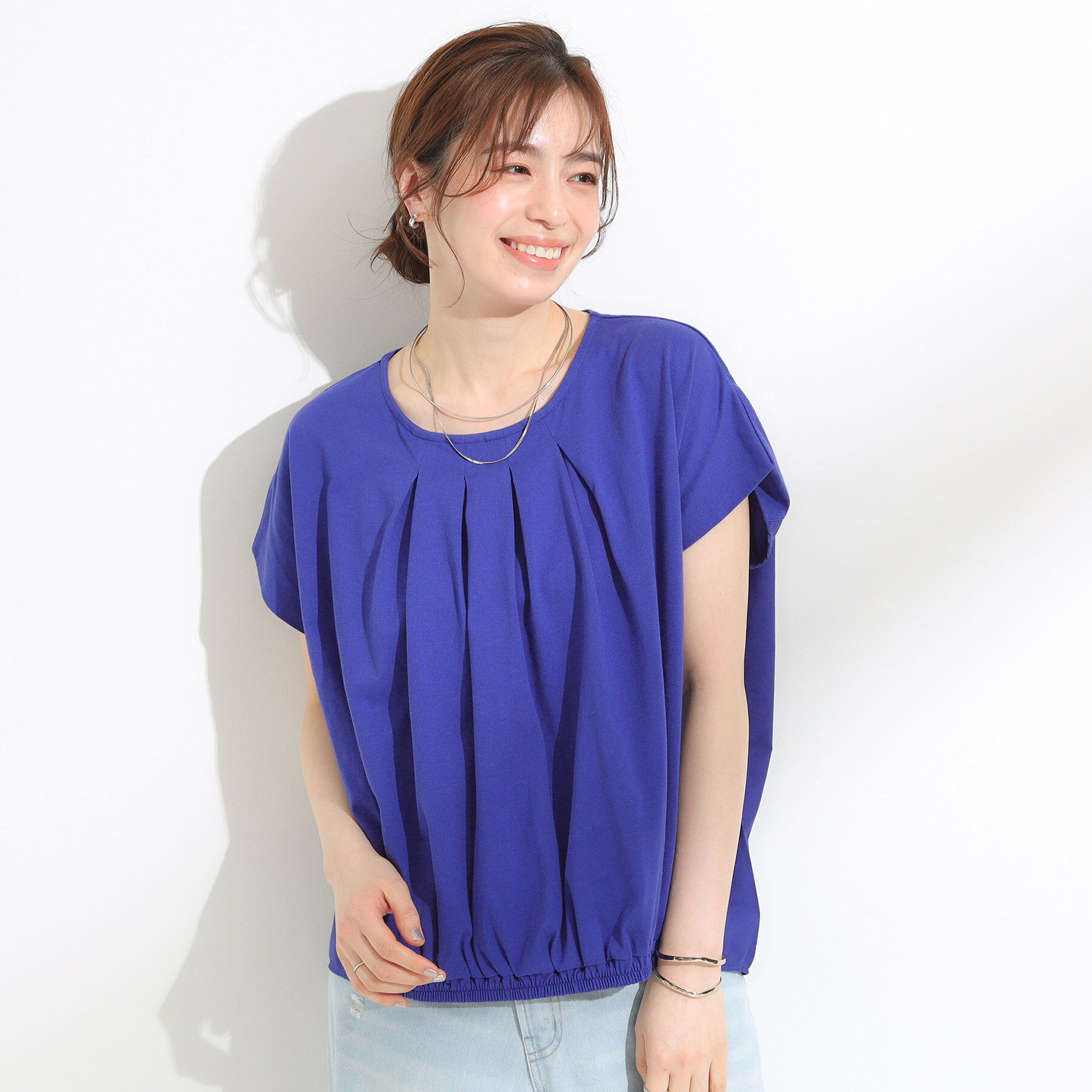 SHOO･LA･RUE「【S-LL】インせず着られる 異素材使い デザイントップス」|Tシャツ・カットソー|