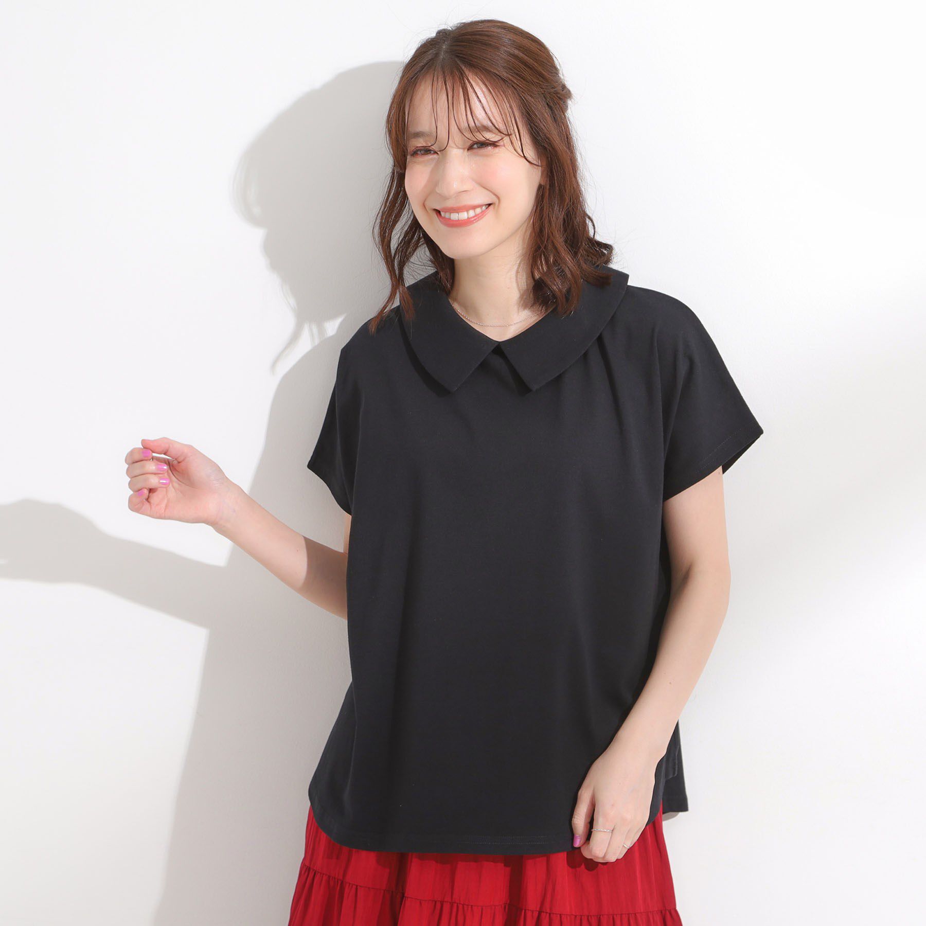 SHOO･LA･RUE「【S-LL】こだわりの襟バランスが大人かわいい ボックスシルエットトップス」|Tシャツ・カットソー|