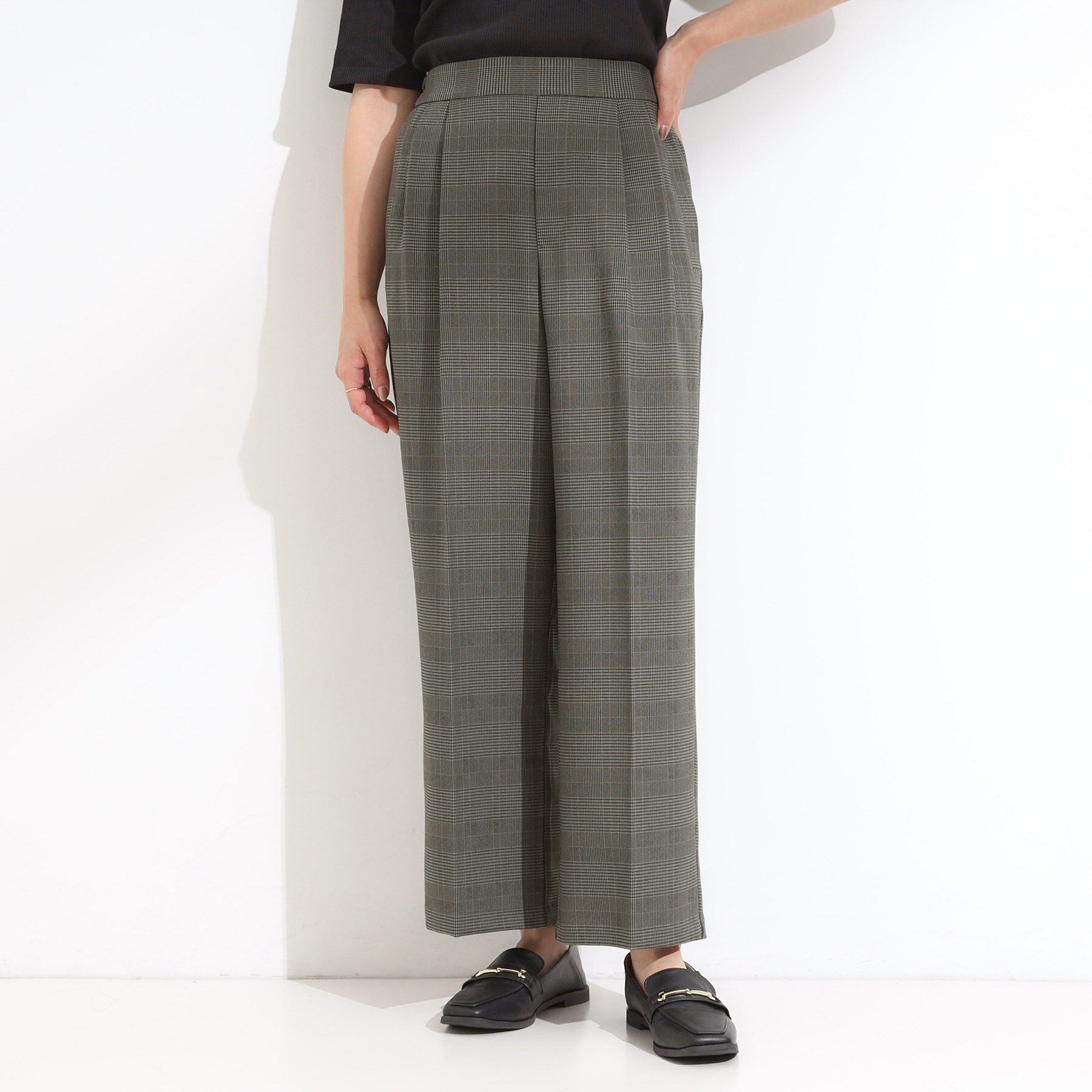 SHOO･LA･RUE「【S-LL/セットアップ可/洗濯後しわになりにくい】きちんと見え タックワイドパンツ」|その他|