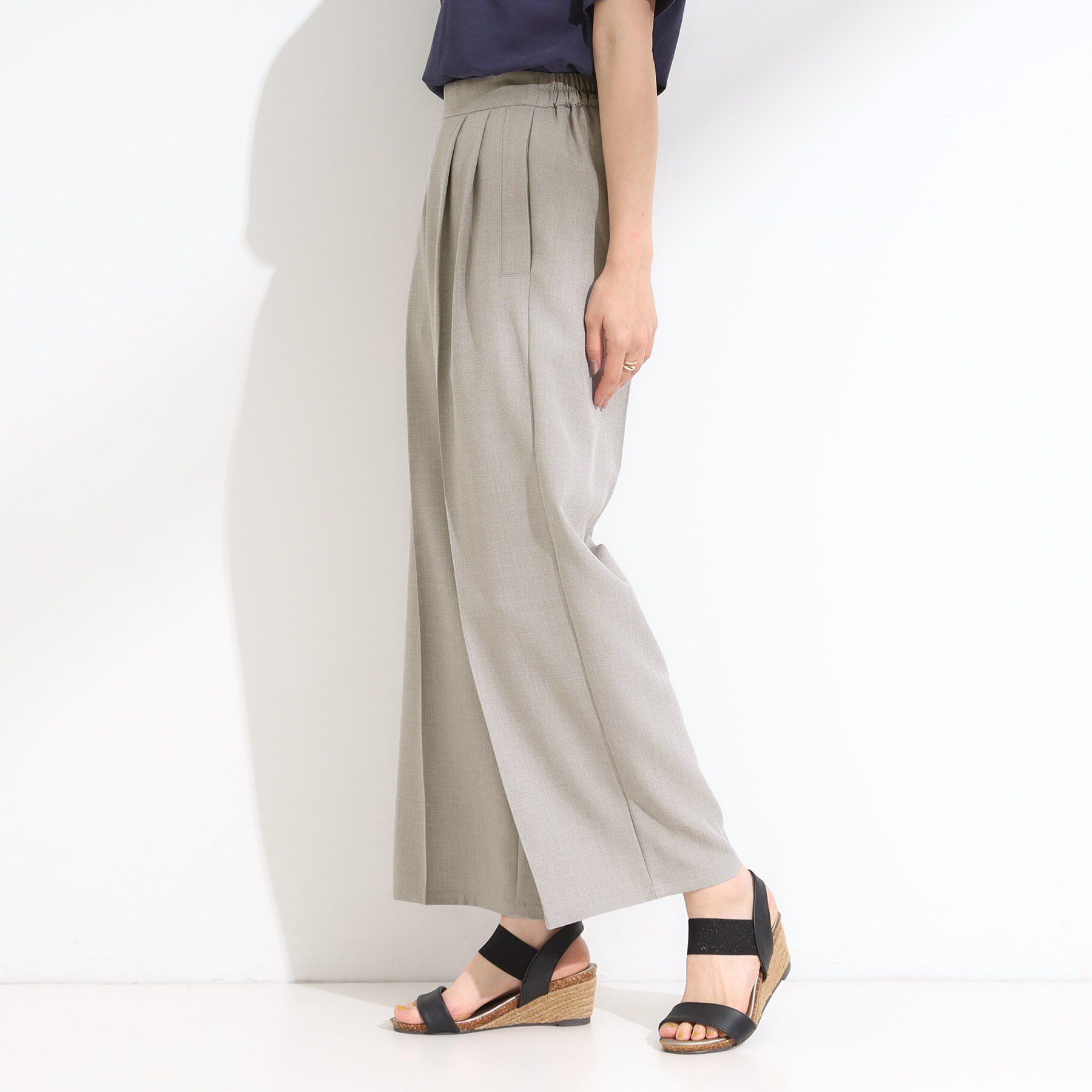 SHOO･LA･RUE「【S-LL/セットアップ可/洗濯後しわになりにくい】きちんと見え タックワイドパンツ」|その他|