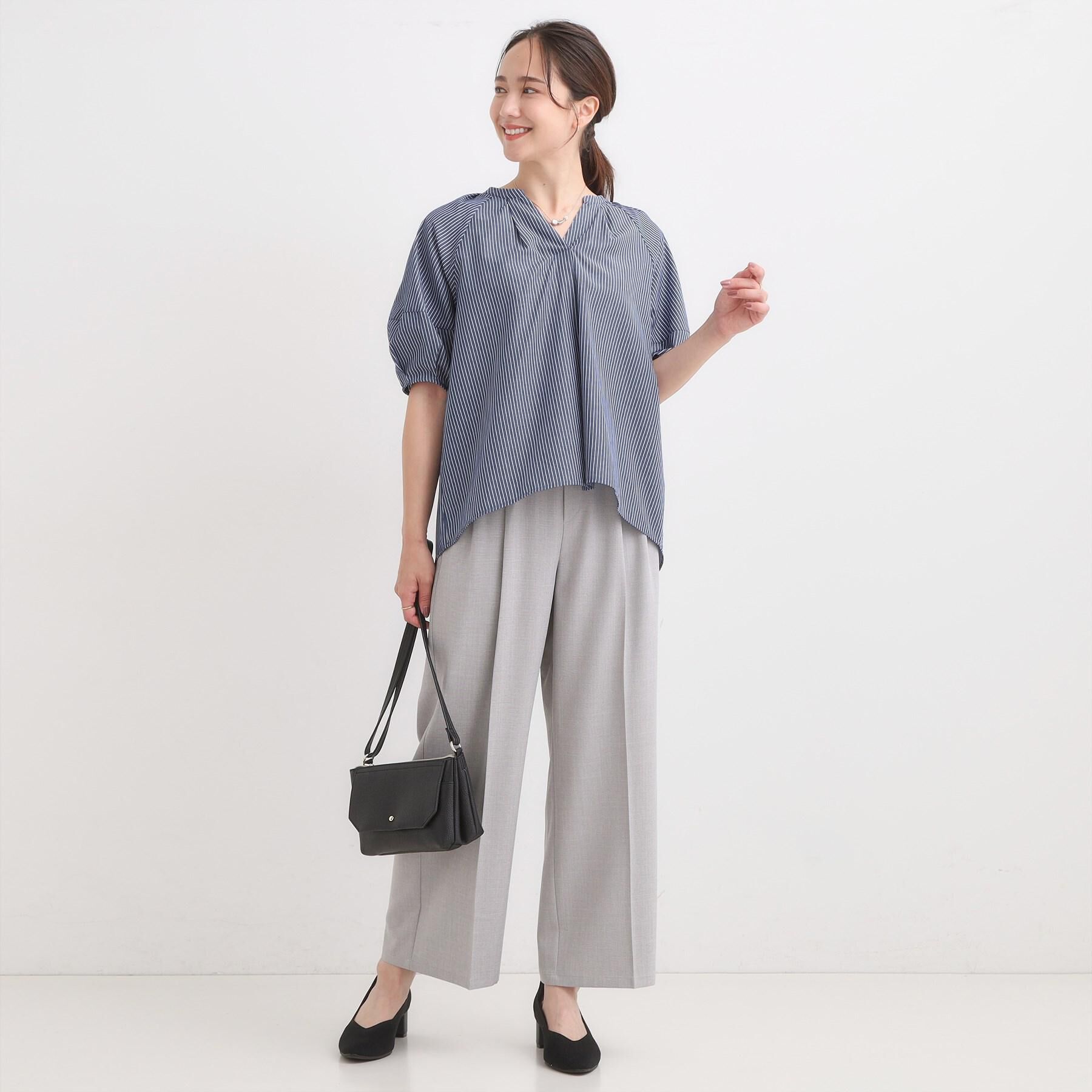SHOO･LA･RUE「【S-LL/セットアップ可/洗濯後しわになりにくい】きちんと見え タックワイドパンツ」|その他|