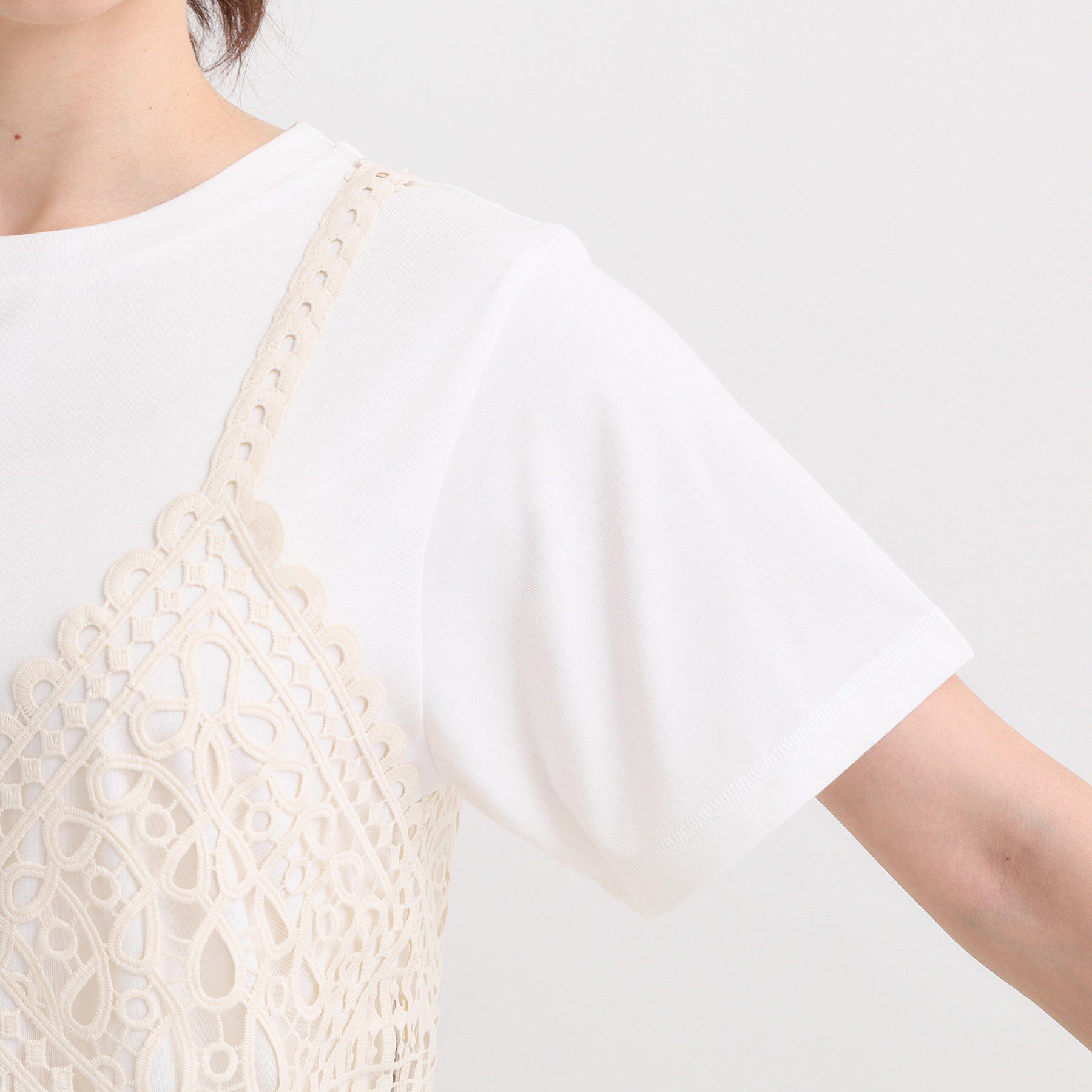 SHOO･LA･RUE「【2点セット/ひんやり】レースビスチェ＋Tシャツ」|その他|