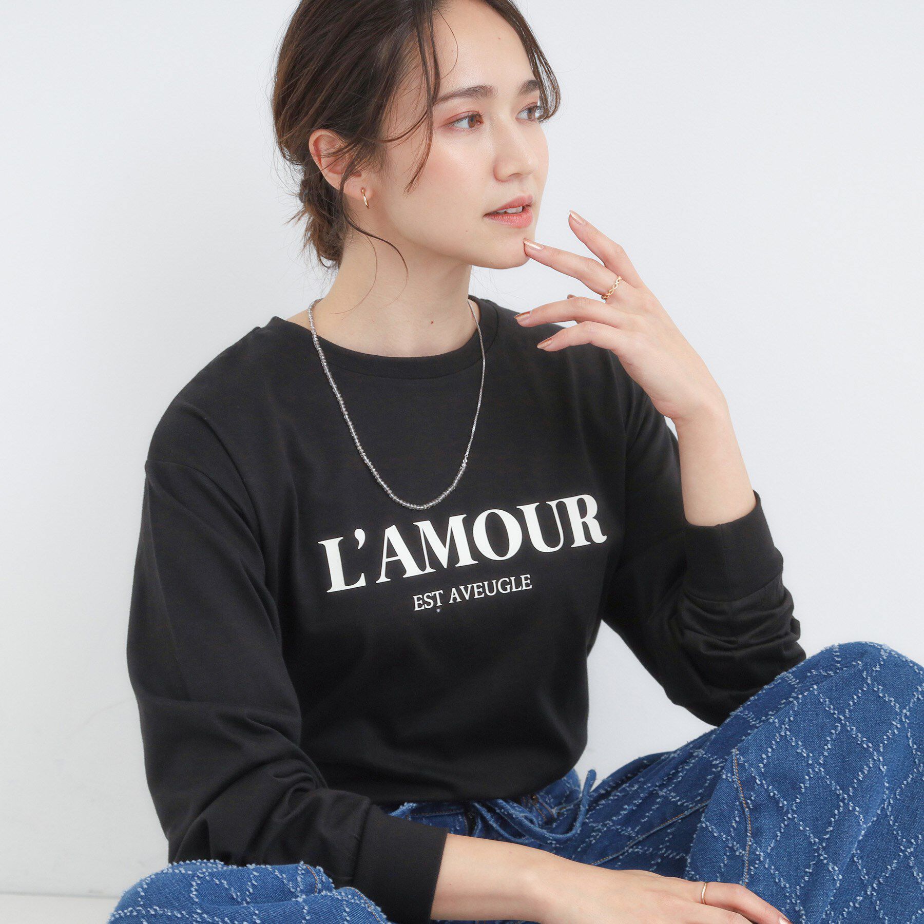 SHOO･LA･RUE「グラフィックアソート ベーシックロンT」|Tシャツ・カットソー|ブラック(119)