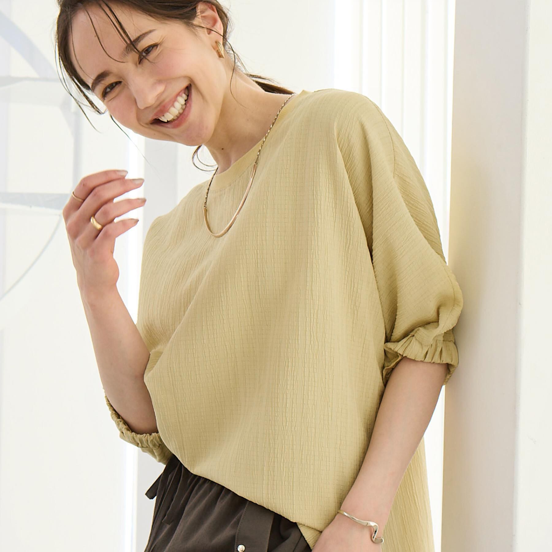 SHOO･LA･RUE「【インせず着られる/洗濯後しわになりにくい】シボシボドルマンブラウス」|シャツ・ブラウス|