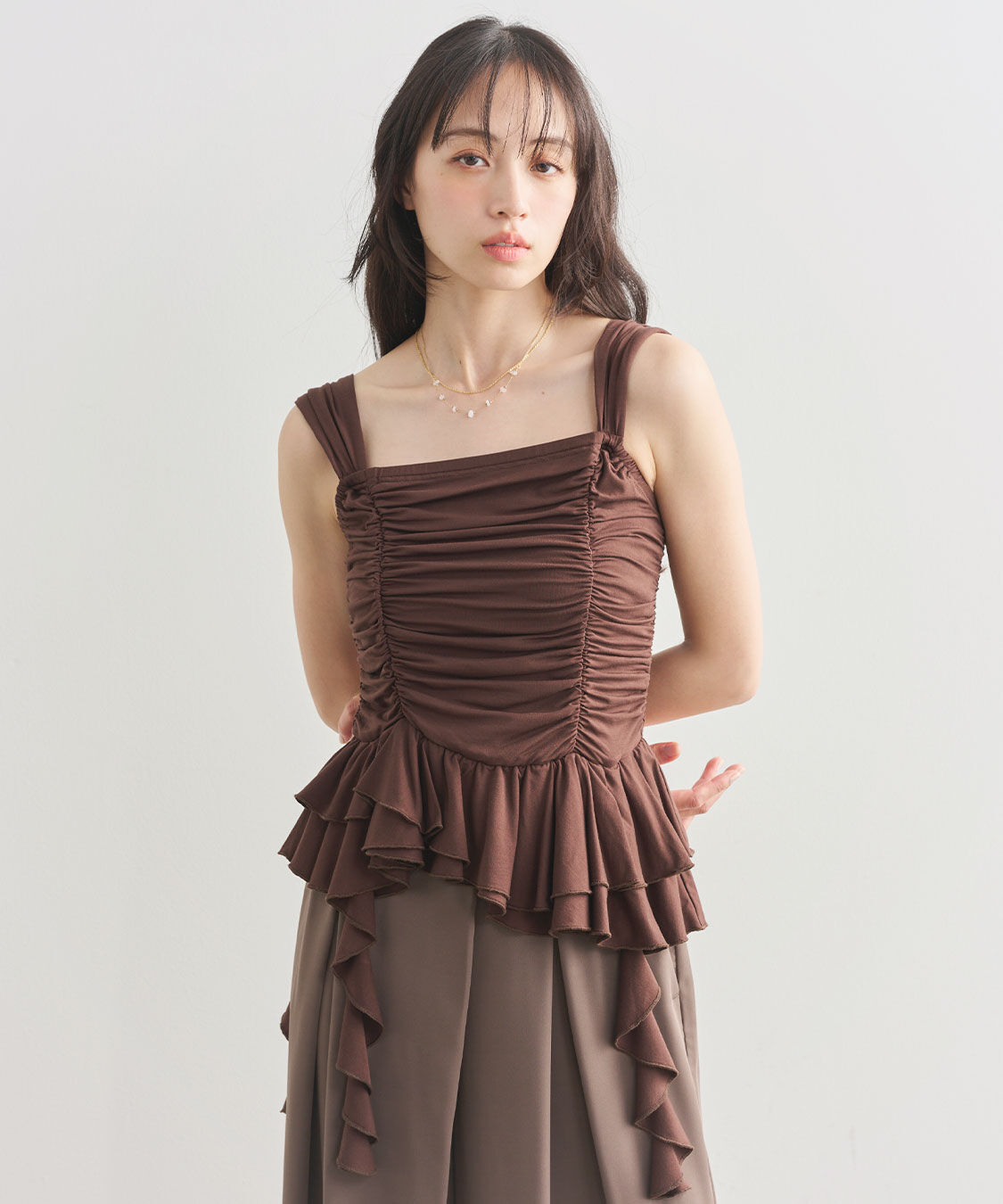 COCO DEAL「ギャザーペプラムトップス」|Tシャツ・カットソー|