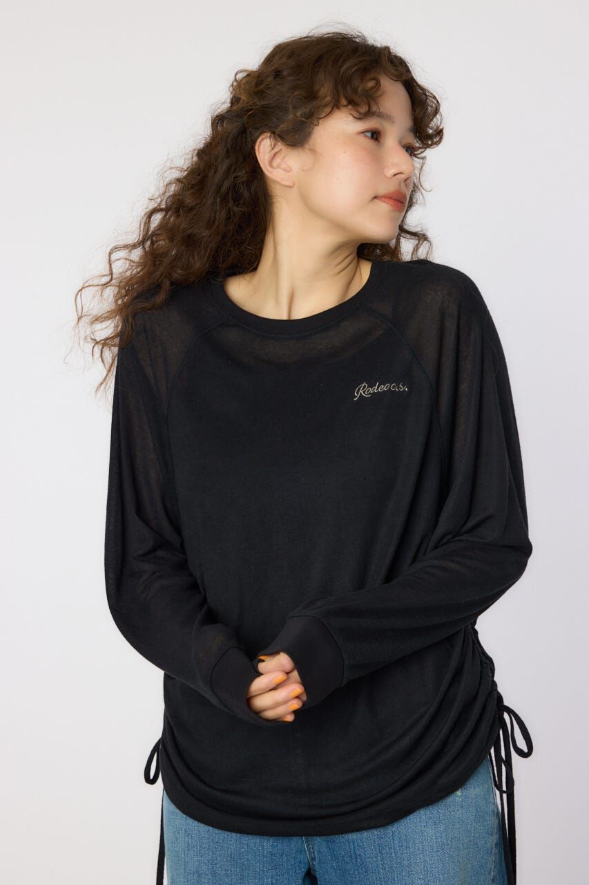 RODEO CROWNS「サイドシャーリングルーズトップス」|Tシャツ・カットソー|BLK