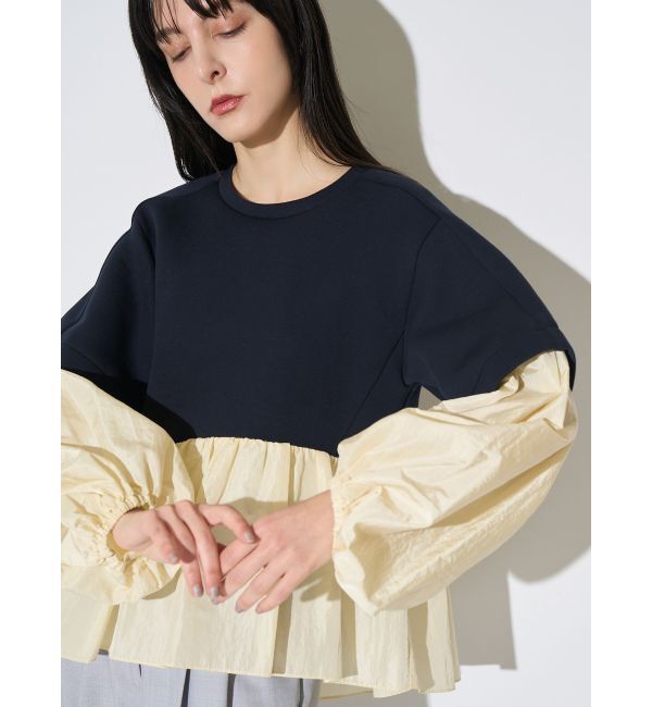 ELENDEEK「TAFFETA PEPLUM CS」|Tシャツ・カットソー|ネイビー