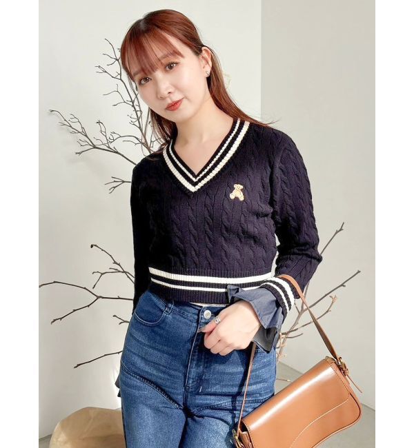 dazzlin「【POLO BCSコラボ/20周年記念復刻！】シャツドッキングケーブルニットトップス」|ニット・セーター|