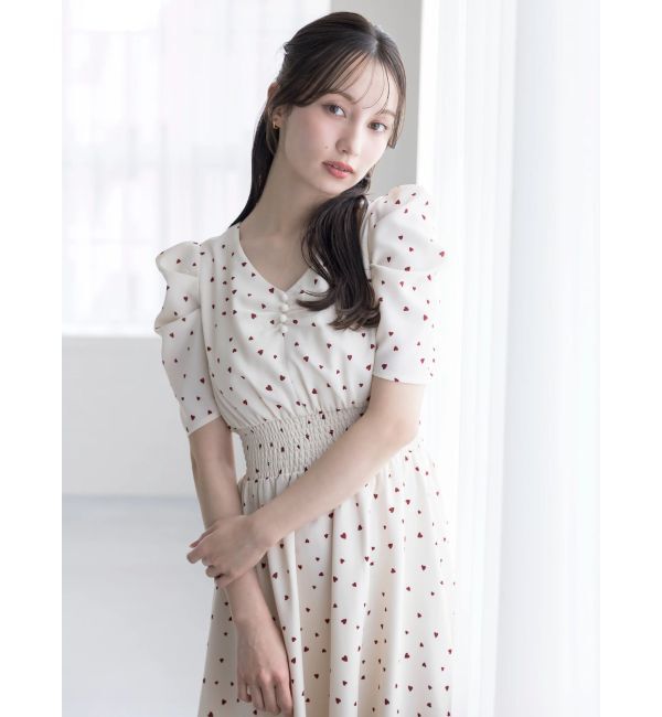 dazzlin「【WEB限定】ハートパターンシャーリングワンピース」|ワンピース|