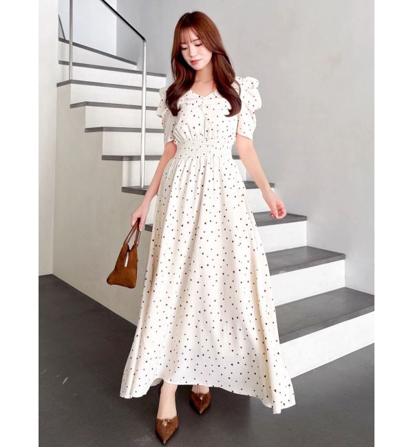 dazzlin「【WEB限定】ハートパターンシャーリングワンピース」|ワンピース|