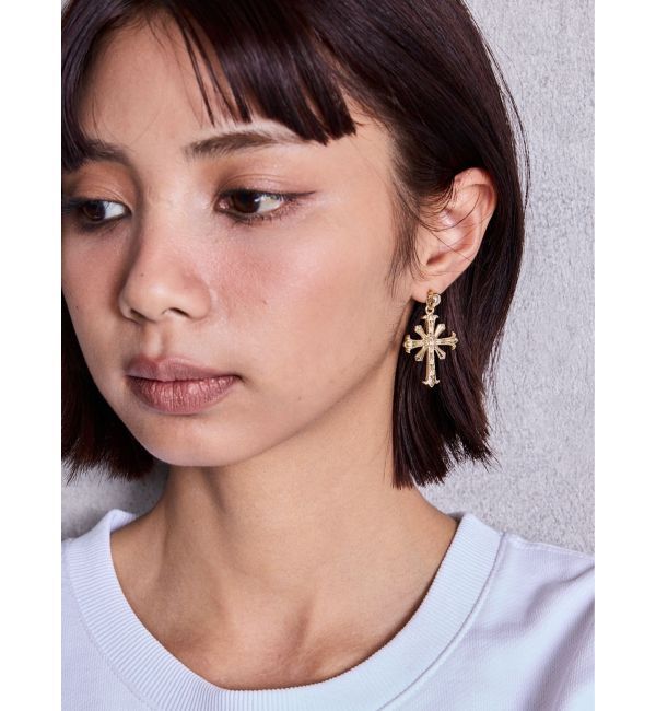 GYDA「JEYSUS sacred edge crossピアス」|ピアス|ゴールド
