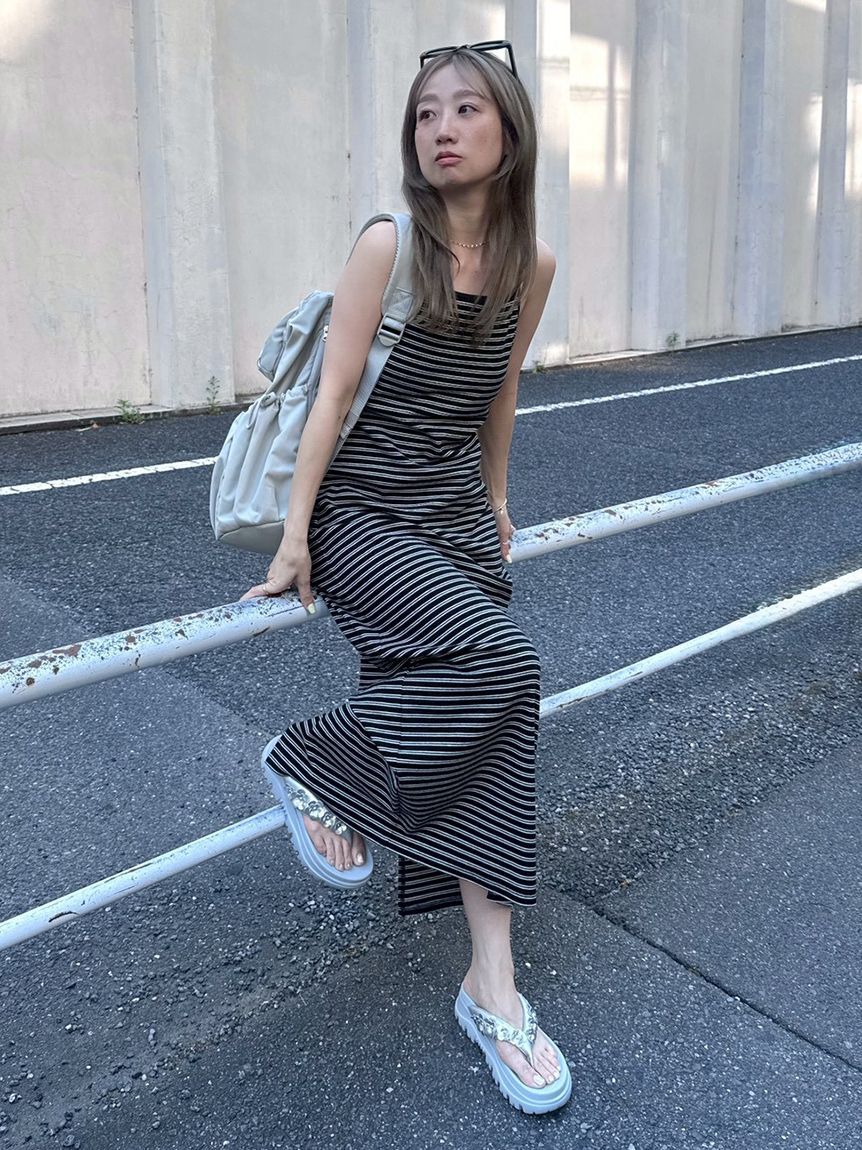 emmi atelier「emmiロゴカップ付きパイルワンピース」|ワンピース|