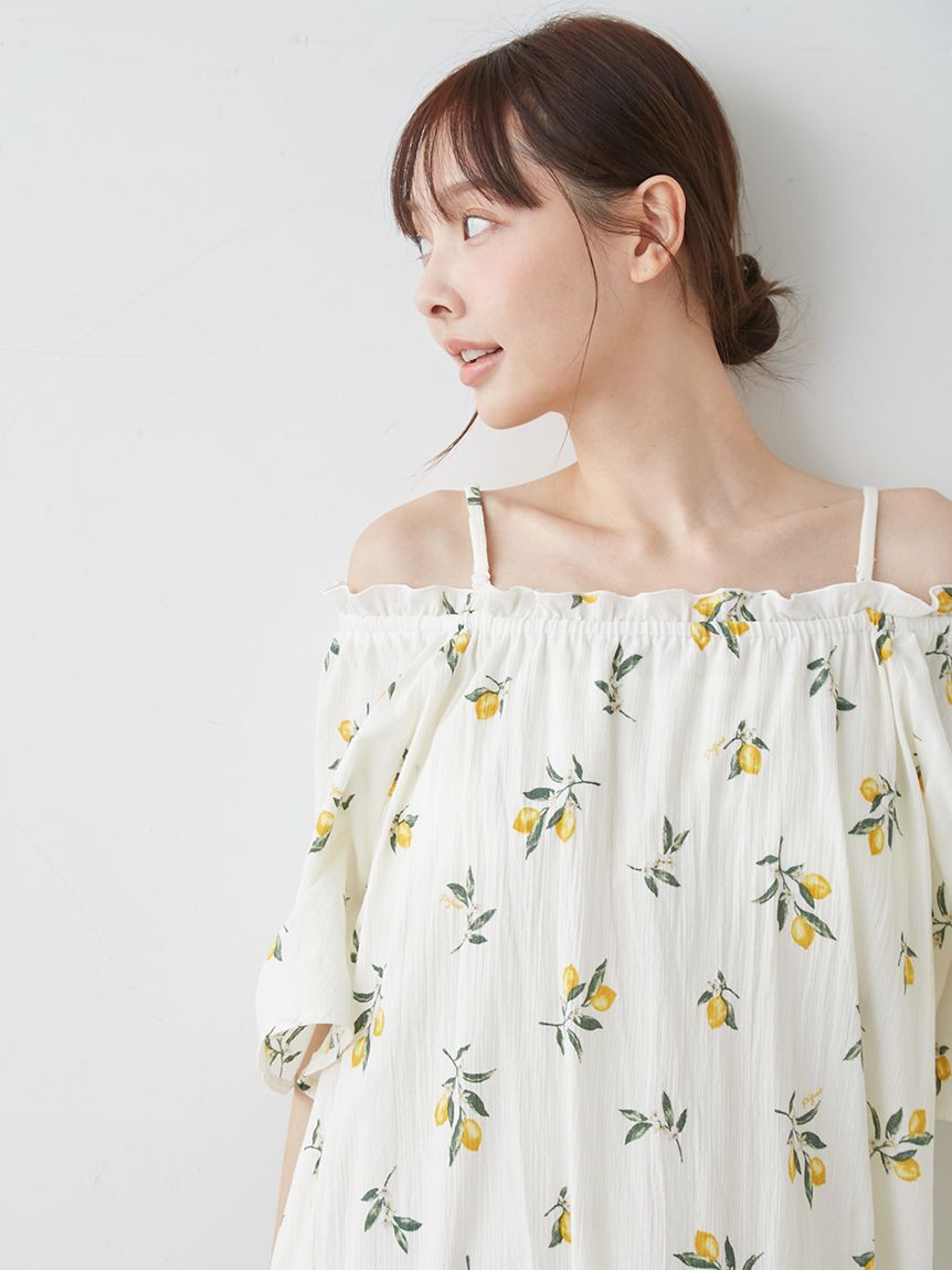 gelato pique「フルーツ小花柄カップイン２wayワンピース」|ルームウェア|