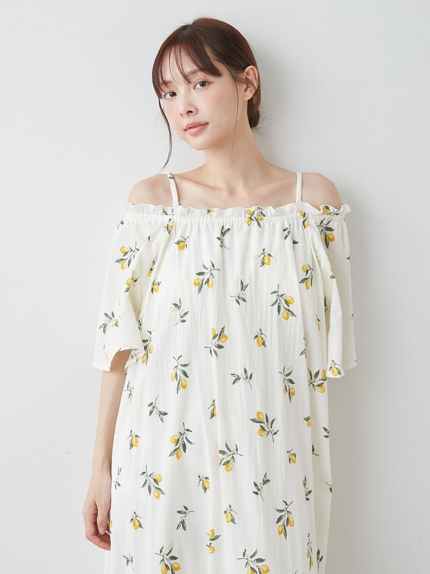 gelato pique「フルーツ小花柄カップイン２wayワンピース」|ルームウェア|YEL