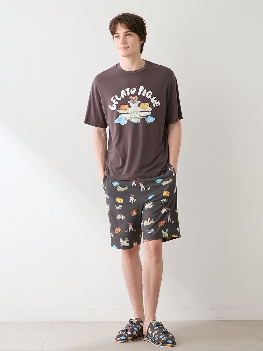 GELATO PIQUE HOMME「【ヒラノトシユキ】【HOMME】【接触冷感】PLANEDOGワンポイントプリントTシャツ」|ルームウェア|