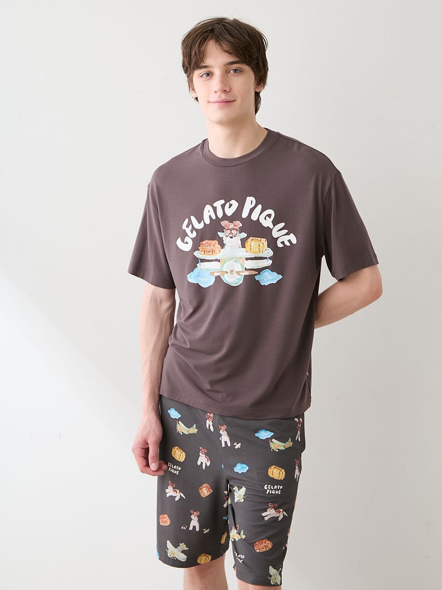 GELATO PIQUE HOMME「【ヒラノトシユキ】【HOMME】【接触冷感】PLANEDOGワンポイントプリントTシャツ」|ルームウェア|