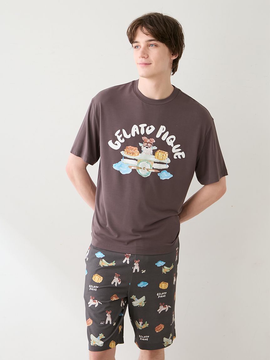 GELATO PIQUE HOMME「【ヒラノトシユキ】【HOMME】【接触冷感】PLANEDOGワンポイントプリントTシャツ」|ルームウェア|