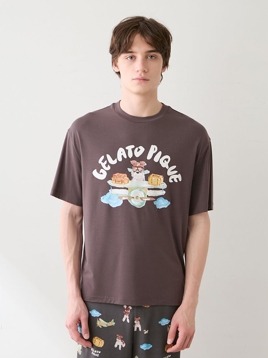 GELATO PIQUE HOMME「【ヒラノトシユキ】【HOMME】【接触冷感】PLANEDOGワンポイントプリントTシャツ」|ルームウェア|