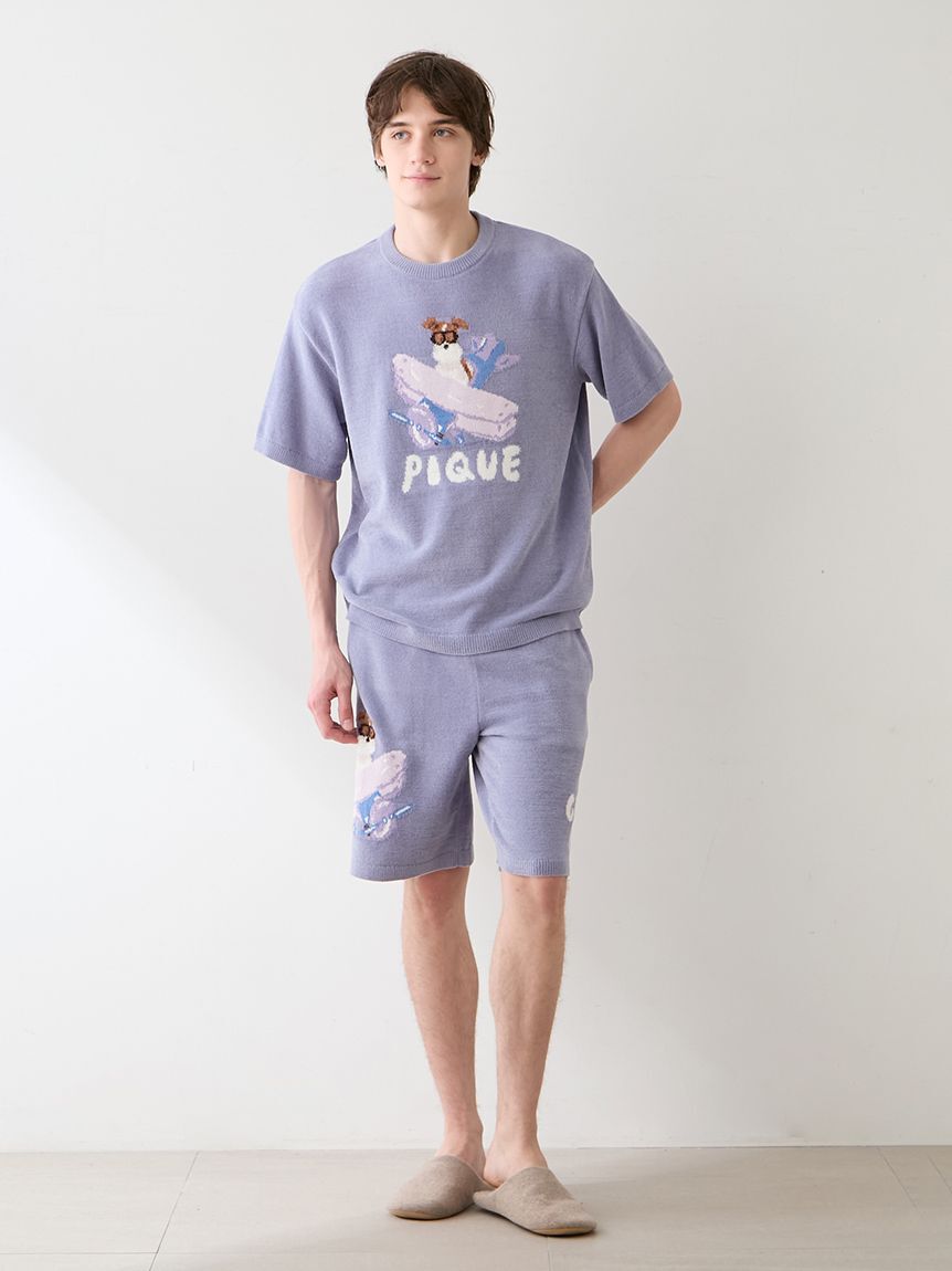 GELATO PIQUE HOMME「【ヒラノトシユキ】【HOMME】エアリーモコPLANEDOGジャガードプルオーバー&ハーフパンツセット」|ルームウェア|