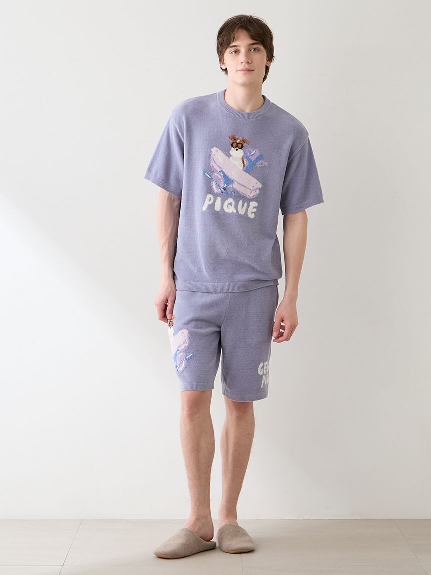 GELATO PIQUE HOMME「【ヒラノトシユキ】【HOMME】エアリーモコPLANEDOGジャガードプルオーバー&ハーフパンツセット」|ルームウェア|