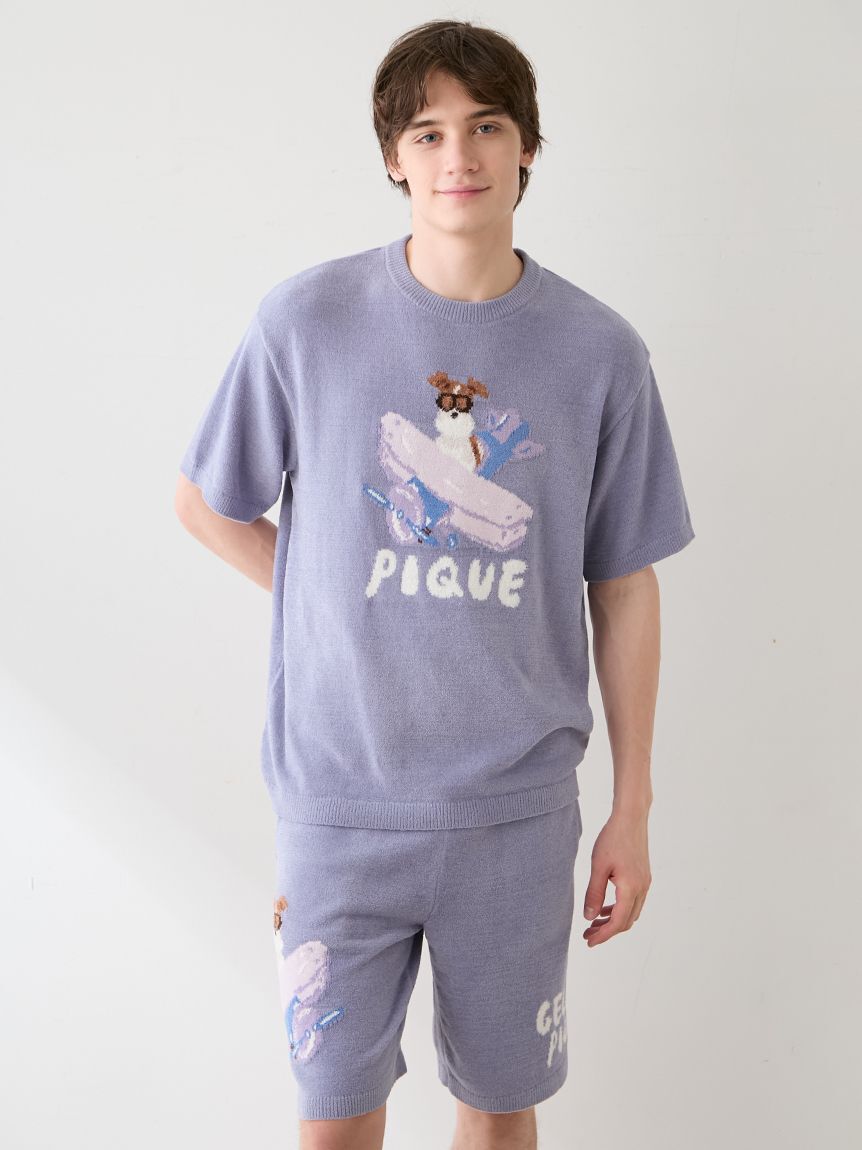 GELATO PIQUE HOMME「【ヒラノトシユキ】【HOMME】エアリーモコPLANEDOGジャガードプルオーバー&ハーフパンツセット」|ルームウェア|