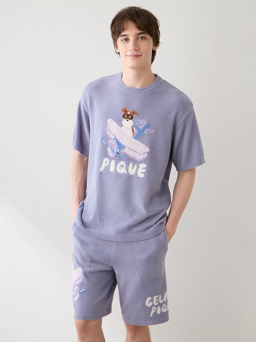 GELATO PIQUE HOMME「【ヒラノトシユキ】【HOMME】エアリーモコPLANEDOGジャガードプルオーバー&ハーフパンツセット」|ルームウェア|