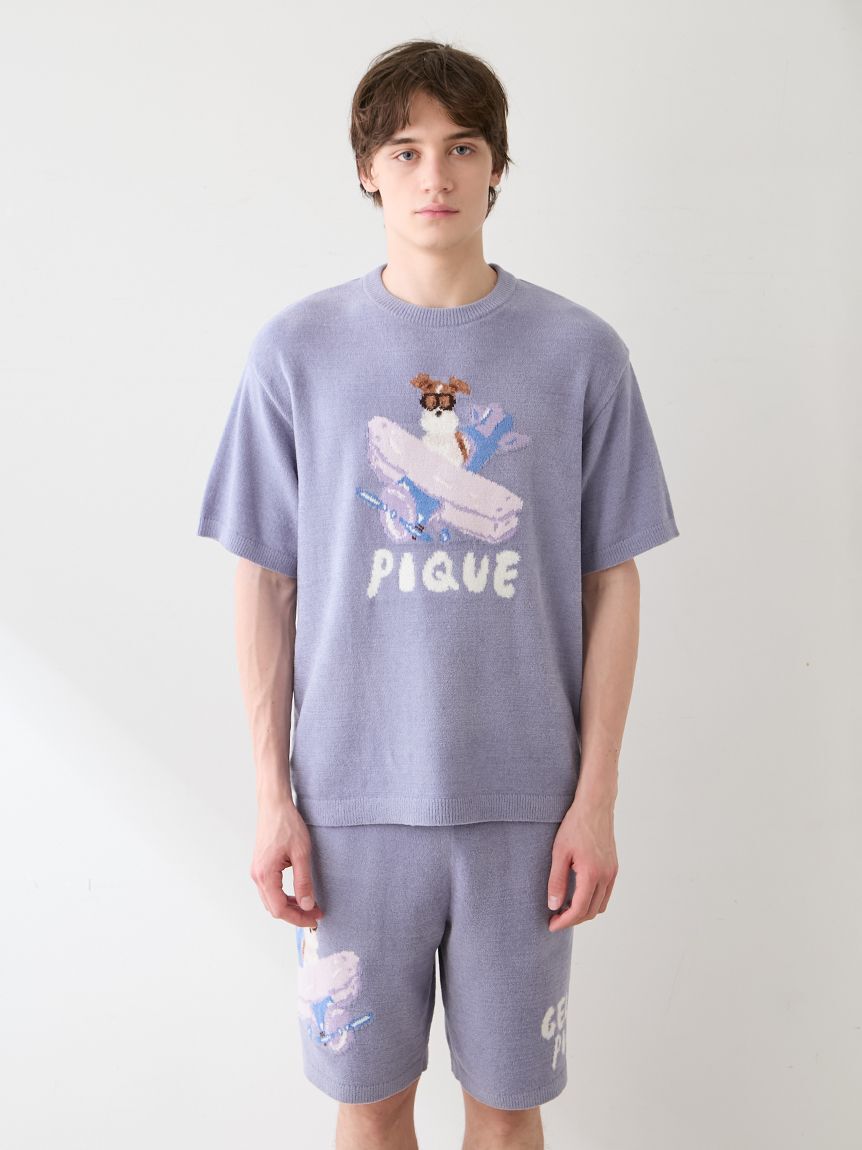 GELATO PIQUE HOMME「【ヒラノトシユキ】【HOMME】エアリーモコPLANEDOGジャガードプルオーバー&ハーフパンツセット」|ルームウェア|