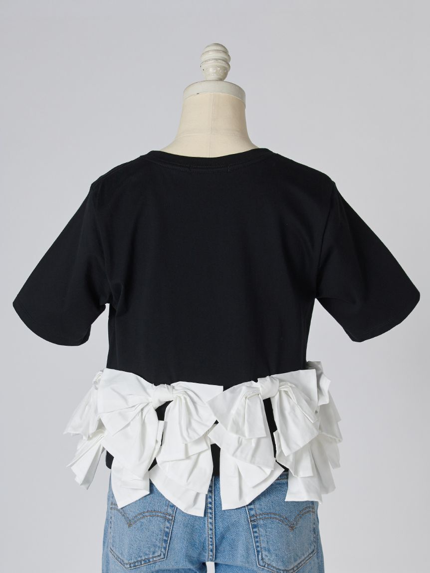 SNIDEL「【USAGI ONLINE/ZOZOTOWN限定】リボンドッキングTシャツ」|Tシャツ・カットソー|