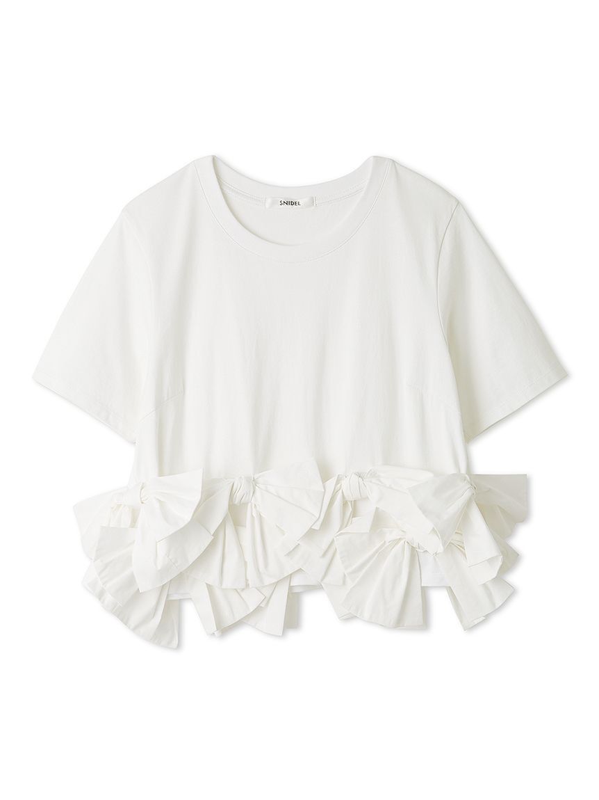 SNIDEL「【USAGI ONLINE/ZOZOTOWN限定】リボンドッキングTシャツ」|Tシャツ・カットソー|