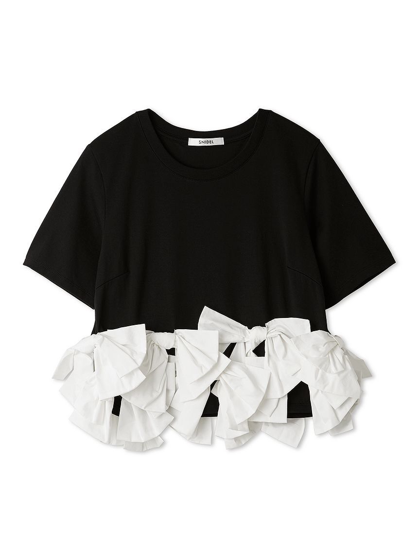 SNIDEL「【USAGI ONLINE/ZOZOTOWN限定】リボンドッキングTシャツ」|Tシャツ・カットソー|