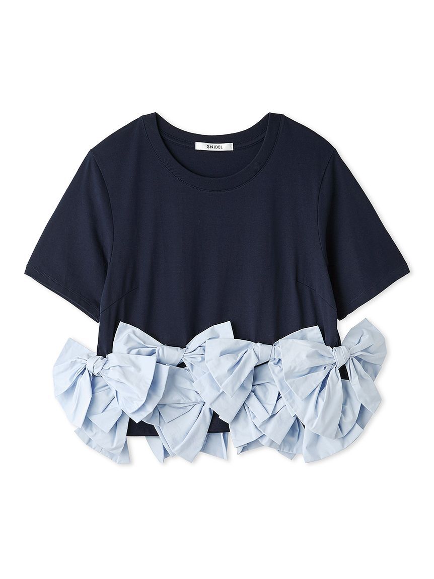 SNIDEL「【USAGI ONLINE/ZOZOTOWN限定】リボンドッキングTシャツ」|Tシャツ・カットソー|