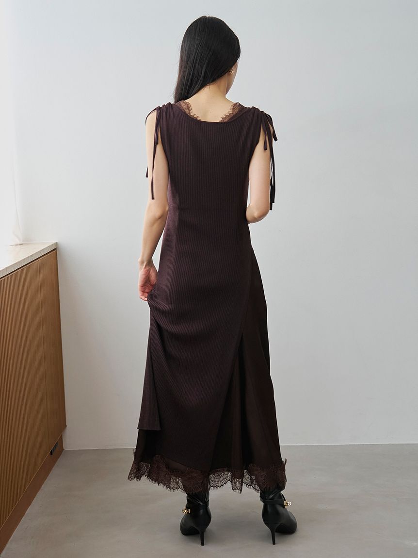 SNIDEL「レーストリムレイヤードニットワンピース」|ワンピース|