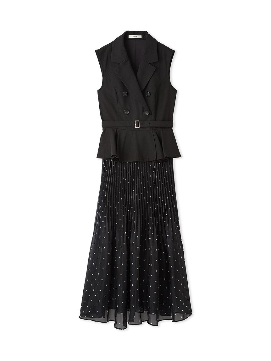 SNIDEL「スイッチングジレワンピース」|ワンピース|BLK